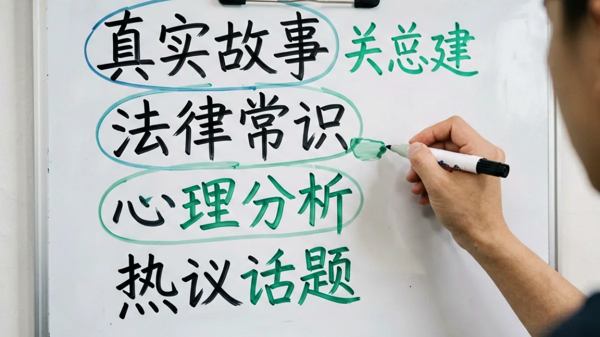 绿帽社内容范围示意图：白板上写满内容类别关键词，编辑用马克笔圈出重点讨论方向
